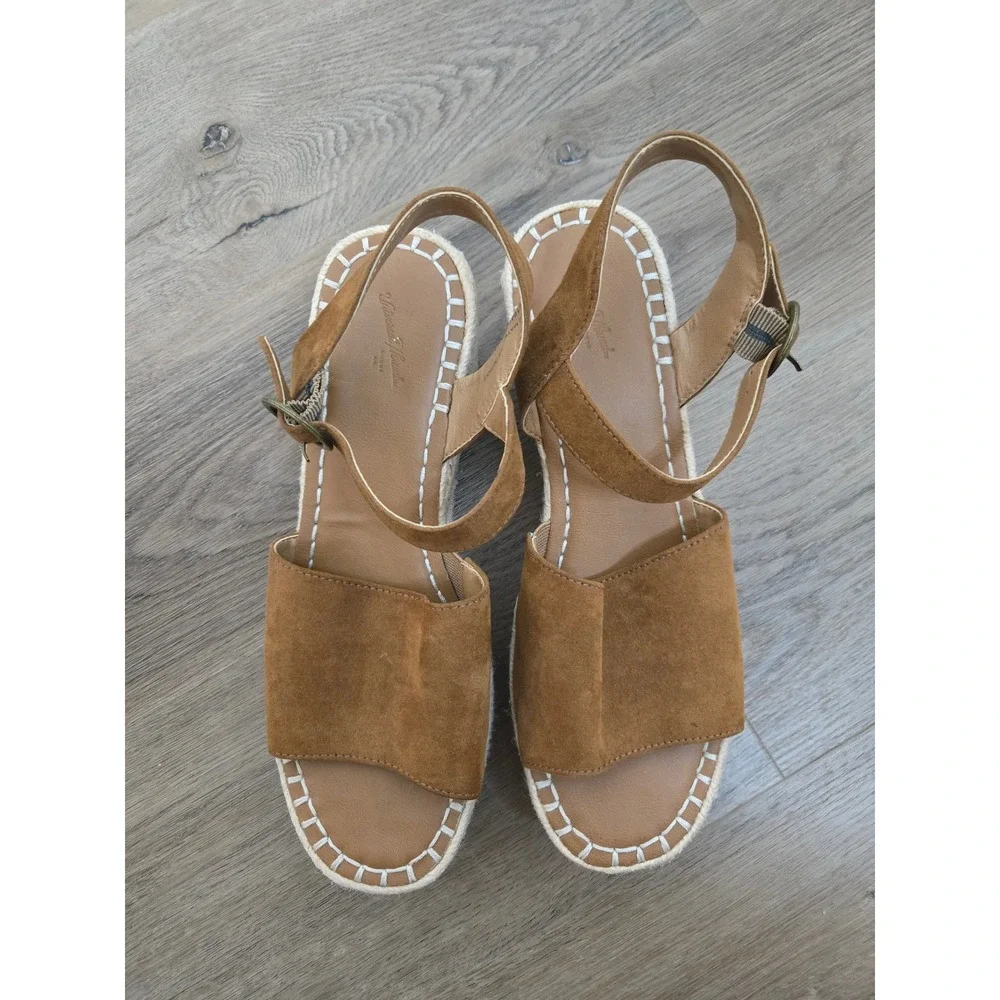 Universal Thread Tan Faux Suede Espadrille Platform Wedge Sandals Womens 10
